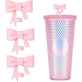 3 Pcs 8MM(0.31inch) Butterfly Straw Topper Silicone Straw Covers Cap Reusable Tumbler Accessories, for Tumblers, Dust-Proof Reusable Accessories Cap for Starbuck(3PCS Pink)