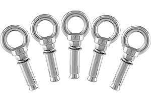 Augiimor 5PCS M8 x 50mm Ring Lifting Expansion Eyebolt Bolt Screw, 304 Stainless Steel Wall Concrete Brick Anchor Bolt