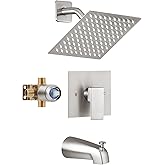 KHQF Tub Shower Faucet Set with 8-Inch Rainfall ShowerHead and Tub Spout Tub Shower Trim Kit Brush Nickel