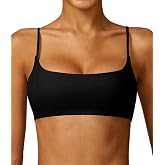 Comper Women's Sports Bra with Thin Straps Stretchy Wirefree Workout Bras Lightweight Workouts Bralette with Removable Pads