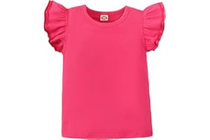 Sanpersonlin Toddler Baby Girl Solid Color T Shirt Kids Blouse Basic Plain Ruffle Top Cotton Casual Clothes