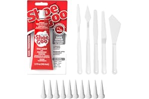 SHOEGOO Shoe Goo Clear Shoe Repair Adhesive Bundle: Includes 10 Snip Tip Applicators and a Set of 5 Plastic Spreader Tools by 203Brands to Provide Optimal Spread on Any Given Angle or Surface