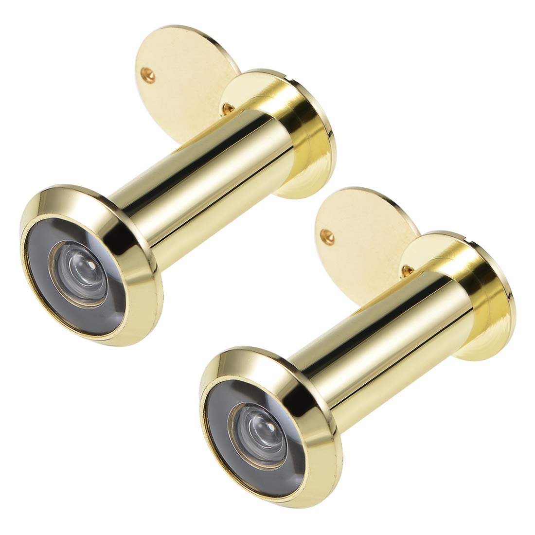 sourcing map Door Viewer, Solid Brass 220-degree Door Viewer Peephole with Cover for 2.32" to 3.54" Inch Thick Door, Polished Gold Finish, 2 Pcs