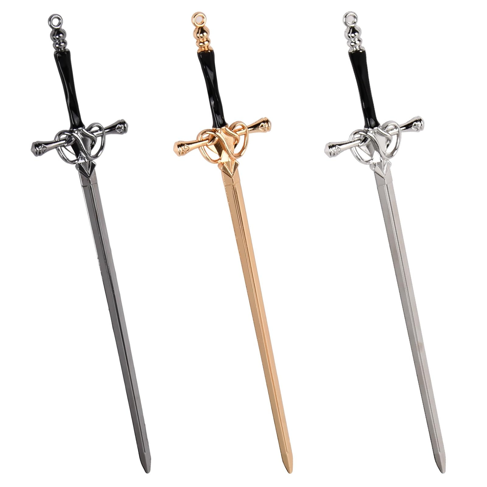2 Pcs Sword Hair Pins, Hair Stick Metal, Headdress Chinese Style Hair Accessories for Girls, Elegant Women Hair Chopsticks Vintage Simple for Bun Chignon Decorative Hair Holder (3 Colours)