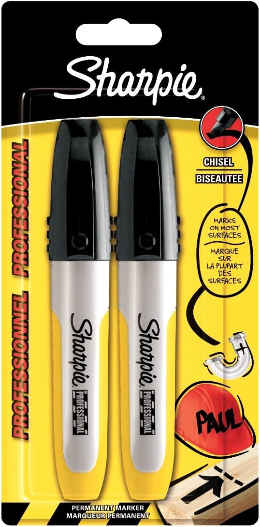 Sharpie Professional Permanent Marker Chisel Tip Black (Pack of 2