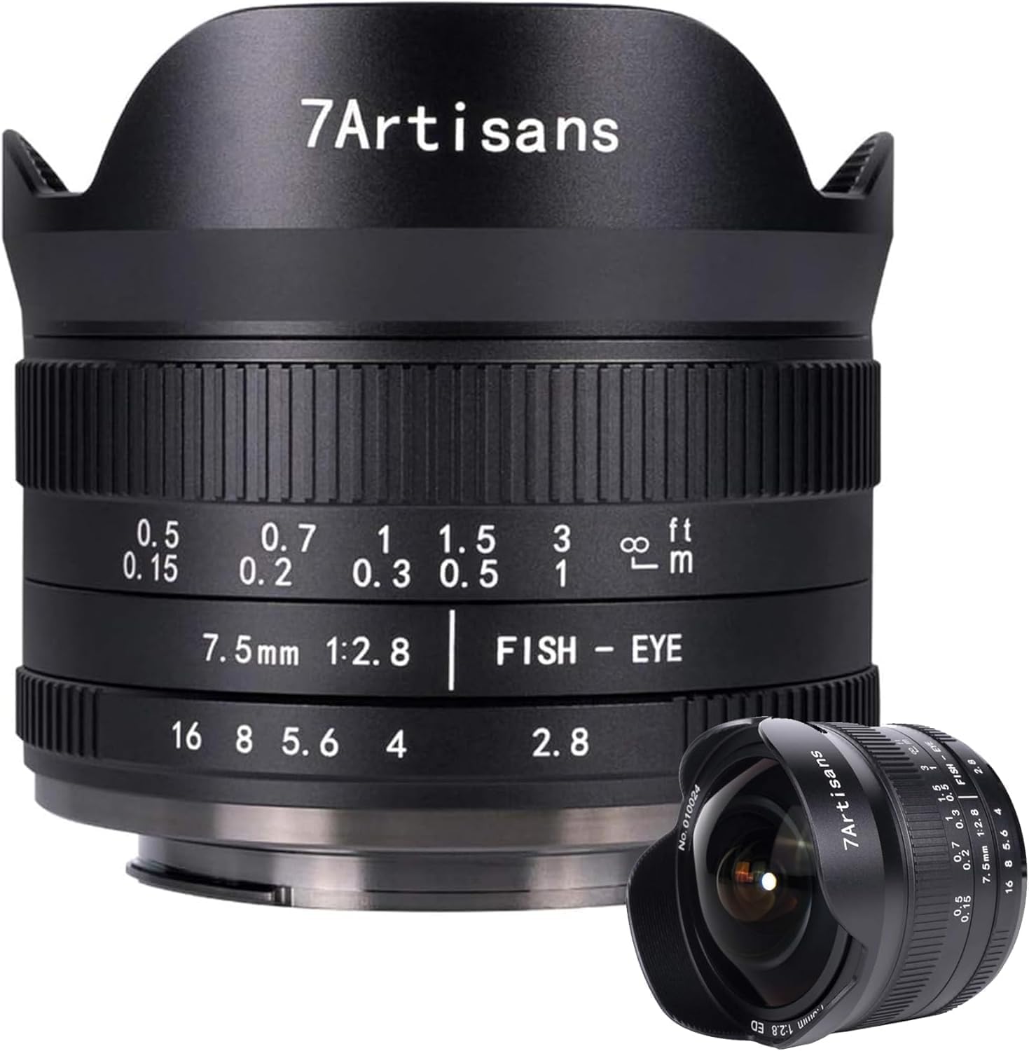 7Artisans 7,5 mm F2,8 II Sony E Mount APS-C Fisheye Prime Objektiv,Manuelles 190° Ultra Weitwinkel Festbrennweiten Objektiv für Sony A5000 A5100 A6000 A6300 A6400 A6500 NEX-5T A7III A7R III