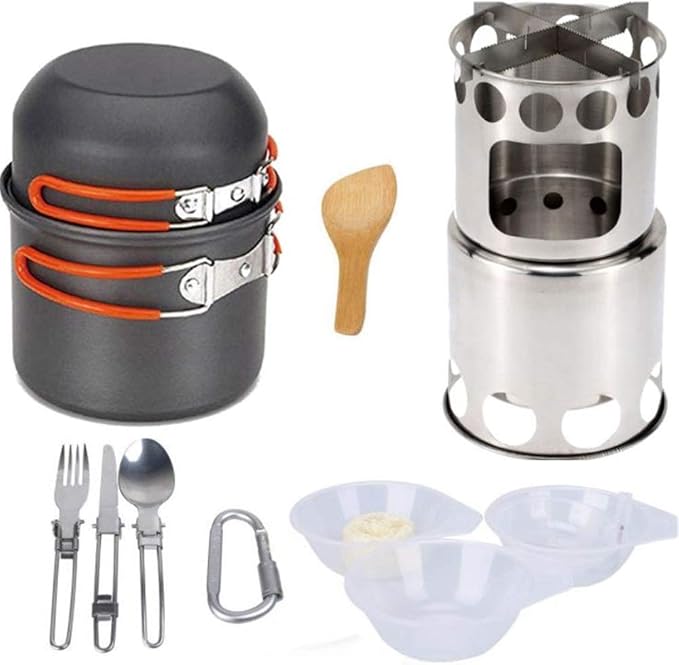 Camping Cookware Kit, Aluminium Outdoor Collapsible Camping Cookware