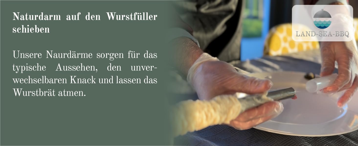 Schweinedarm 28/30 mm 18 Meter in Premiumqualität 1A getubed auf Röhrchen von LAND-SEA-BBQ. Ideal für die Herstellung selbstgemachter Würstchen. 5