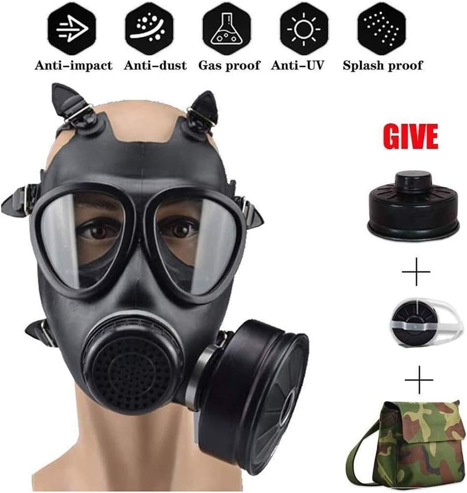 SXFuture Full Facepiece Gas Chemical Dustproof Mask, Reusable Grade Respirator Mask, with Activated Carbon Box for Dust, Particulate And Other Work Protection (Full Set)