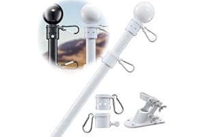 cogardenshower Flag Pole Holder for Outside House - 5ft Heavy Duty Metal Flagpole Kit,Tangle Free, 2 Angle Mount for Grommet Flags,Banner,Garden Flag, for Outdoor Porch,Yard,Garage,Patio Balcony Use