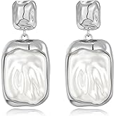 HESSAWELL Gold Silver Baroque Pearl Dangle Earrings Vintage Pearl Dangle Drop Earrings for Women Fashion Jewelry