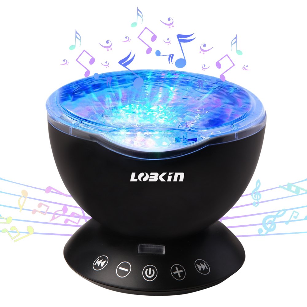 [Upgraded Model] Ecandy Remote Control Ocean Wave Projector ,Aurora Night Light Projector with Build-in Speaker, Mood Light for Baby Nursery, Adults and Kids Bedroom, Living Room (Black)