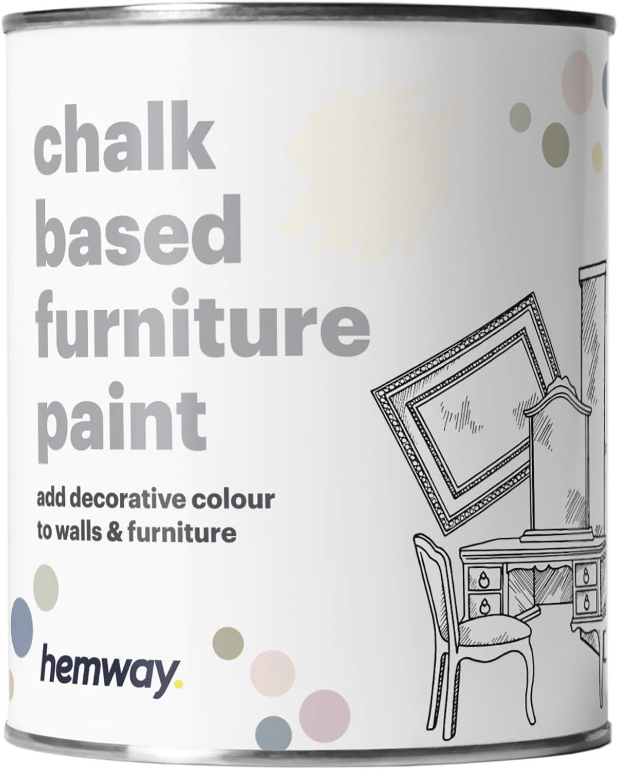 Hemway Chalk Based Furniture Paint, Off White 1L, Matt Finish Shabby Chic, Chalk Paint Furniture & Walls, Quick Dry & 1 Coat