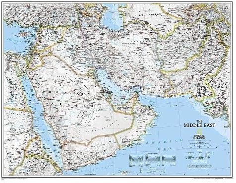national geographic middle east map Amazon Com National Geographic Middle East Classic Wall Map Laminated 30 25 X 23 5 Inches National Geographic Reference Map 0749717004238 National Geographic Maps Books national geographic middle east map
