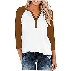 Henley Shirts for Women Y2K Contrast Color Block