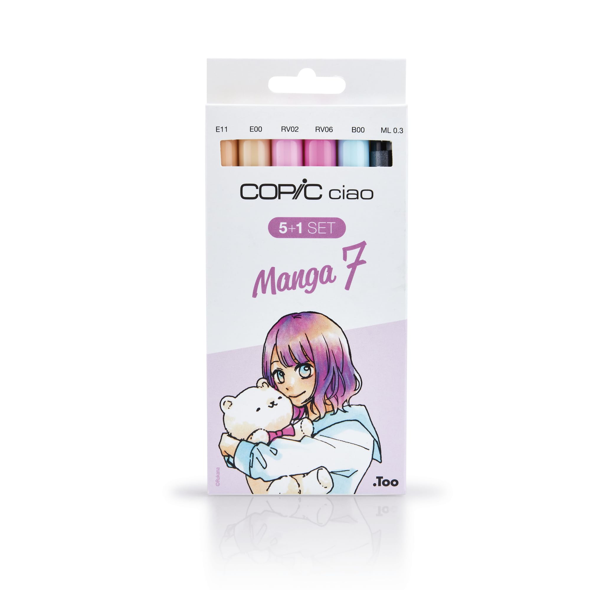 COPIC Ciao Coloured Marker Pen - 5+1 Set Manga 7, for Art & Crafts, Graphics, Highlighter, Design, Anime, Professional & Beginners, Art Supplies & Colouring Books