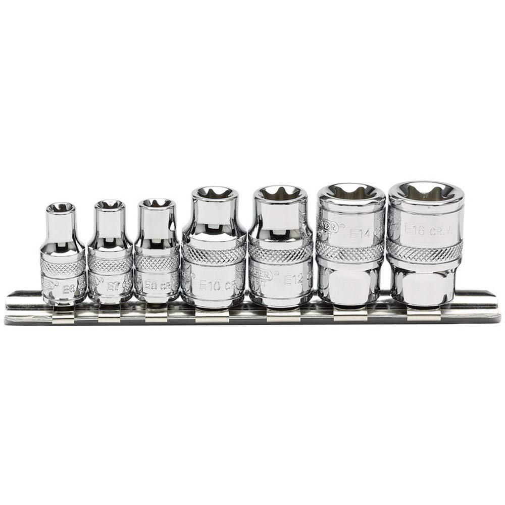 Draper 34412 1/4-Inch and 3/8-Inch Square Drive Draper TX-Star Socket 7 Piece Set