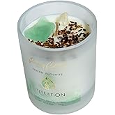 Rising Cosmos Healing Crystal Candle - Green Flourite, Tiger's Eye, Clear Quartz Infused Sugarcane + White Rum Scent 100% Soy Wax - 7oz. Meditation, Intention & Gift Candle for Women