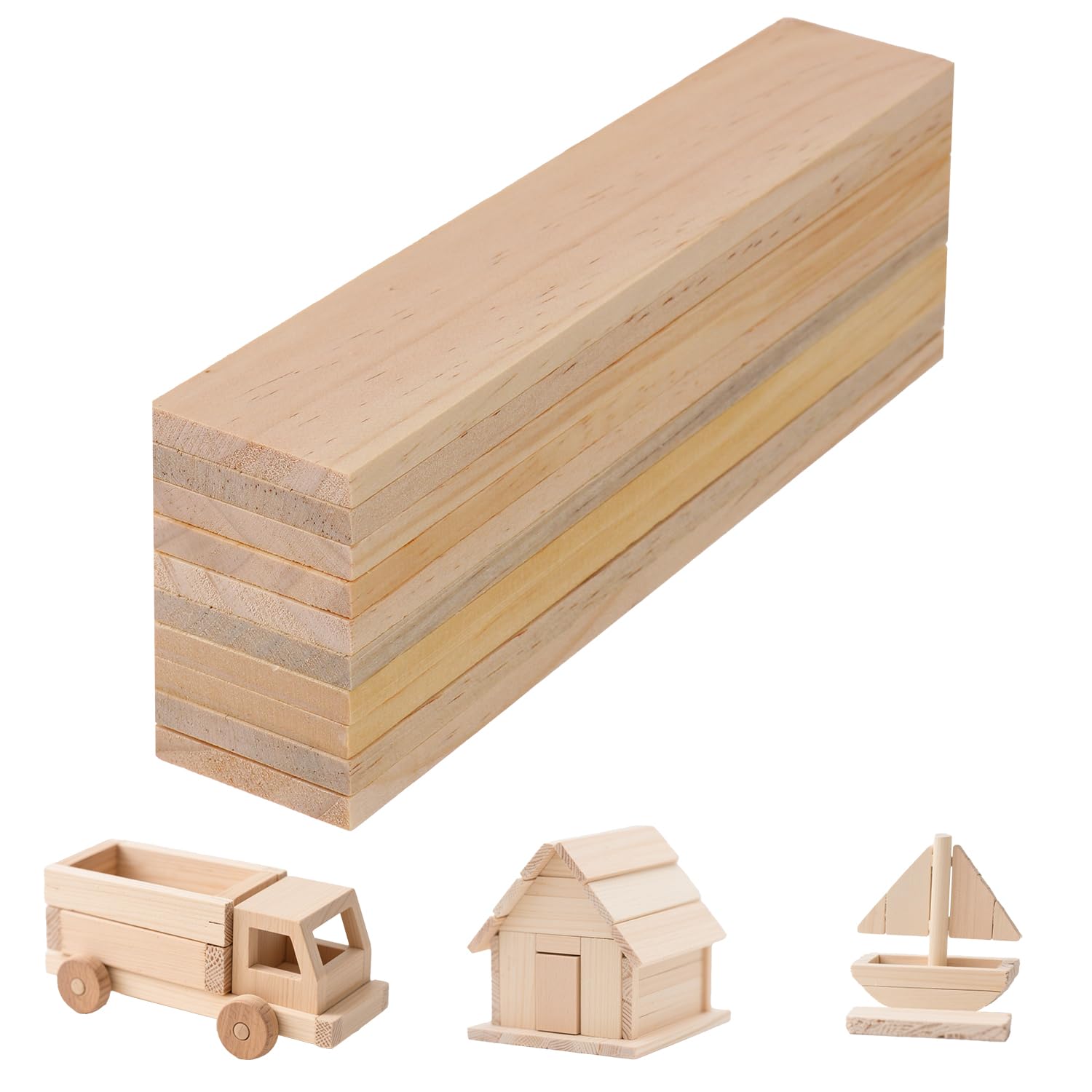 10 Pieces 20 cm Pine Wood Rectangle Board fit for Craft Painting Modelling Fretwork Engraved Home Decor