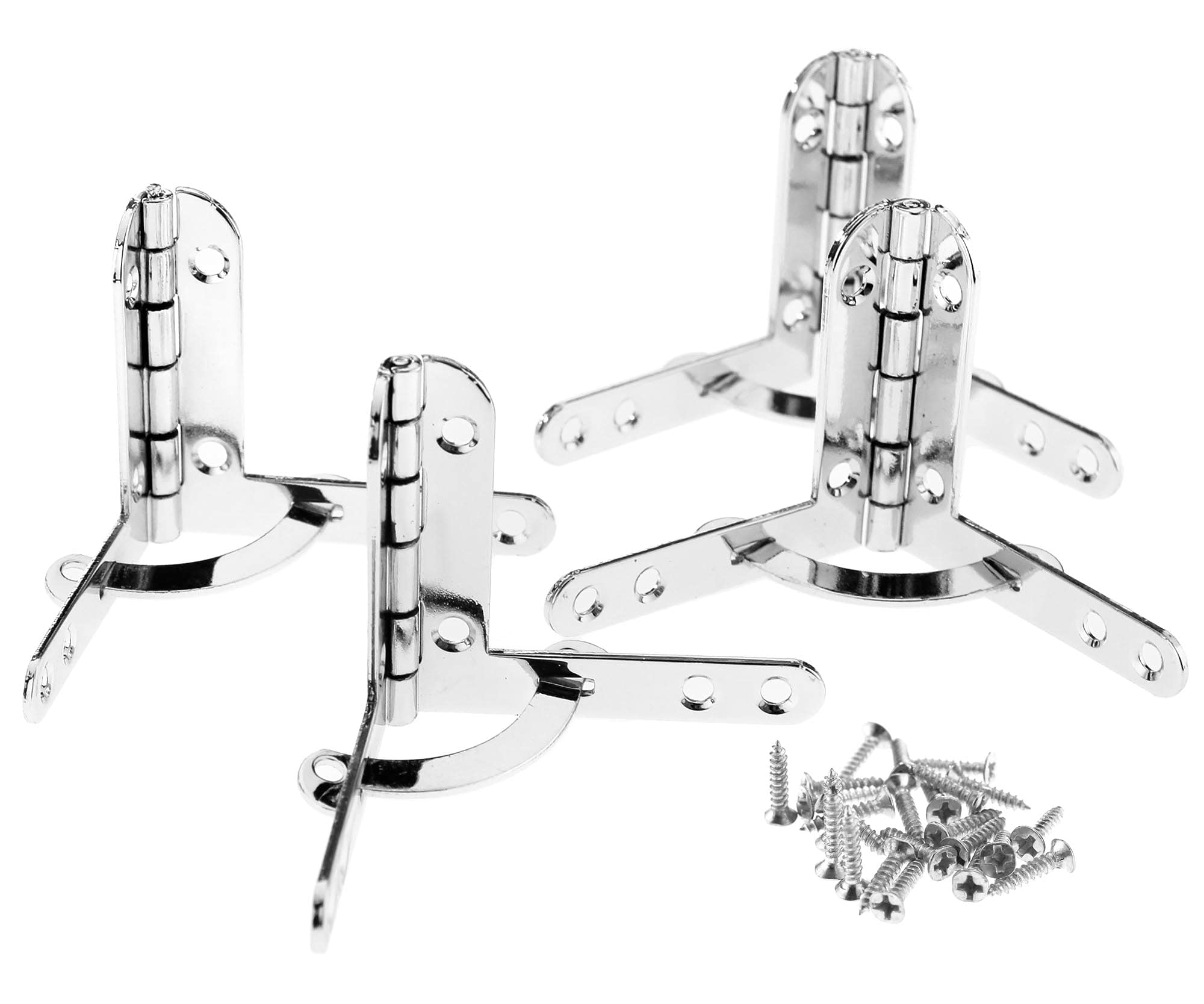 eMagTech Jewelry Wine Box Case Quadrant Hinges 40x40x30mm 90 Degree Support Hinges Silver with Fixing Screws 4pcs/Set