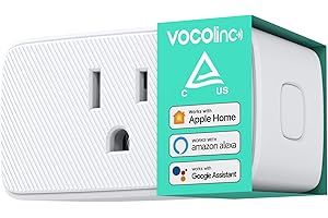 VOCOlinc Homekit Smart Plug Works with Alexa, Apple Home, Google Assistant, WiFi Smart Plug That Work with Alexa, Electrical Timer Outlet Support Siri, No Hub Required, 15A, 2.4GHz, 110～120V 1 Pack