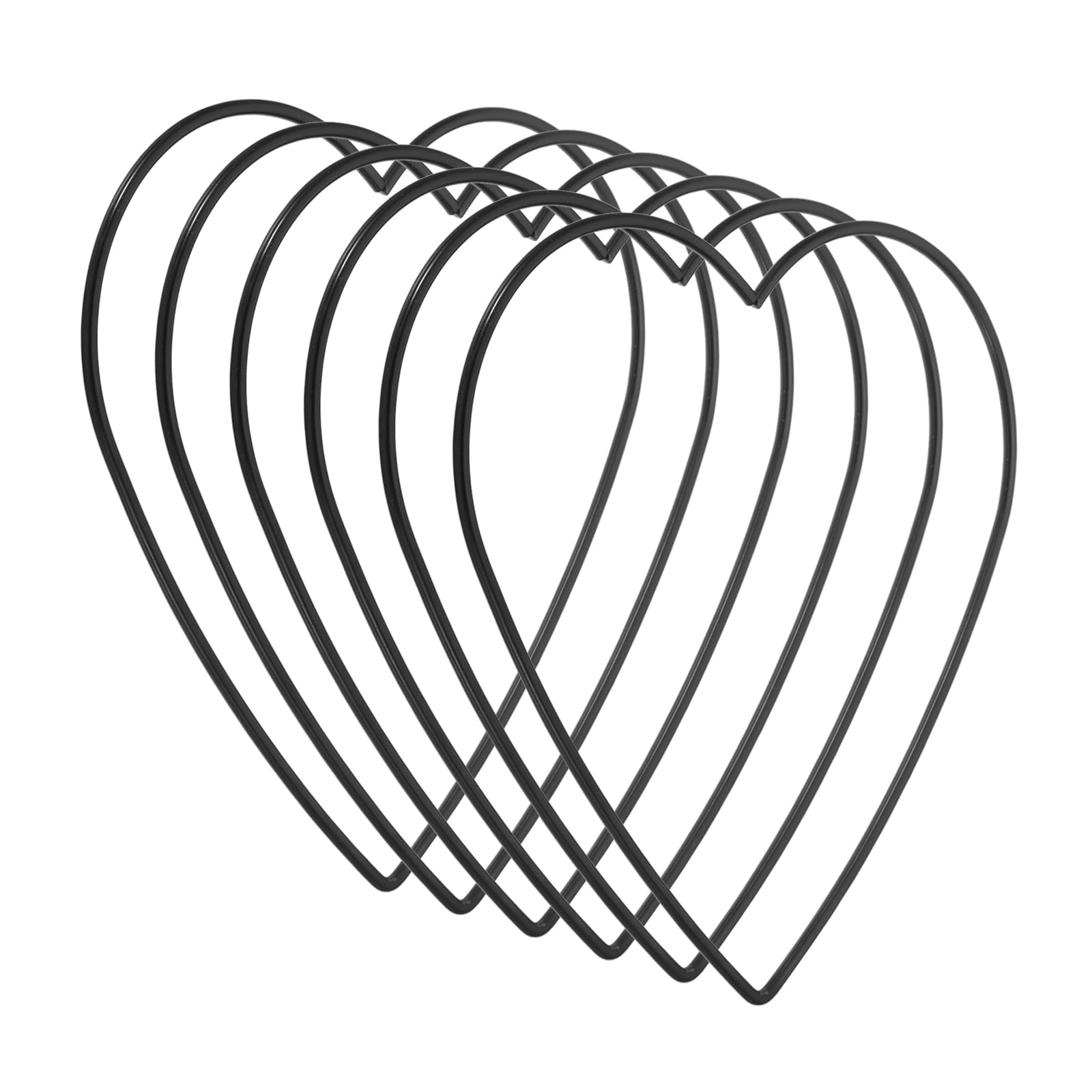 PATIKIL 6 Inch Heart Dream Catcher Rings, 6 Pcs Metal Christmas Macrame Wreath Floral Ring Hoop for Home Car DIY Craft Wedding Wall Hanging Decorations, Black