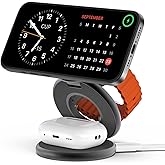 KU XIU Magnetic Wireless Charger, Aluminum Alloy Foldable 3 in 1 Charging Station, Fast Mag-Safe Charger Stand for iPhone 15