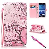 G530 Case, Galaxy Grand Prime Case, Firefish [Card Slots] [Kickstand] Flip Folio Wallet Case Scratch Resistant Protective Cover for Samsung Galaxy Grand Prime G530 G530H G5308-Cherry
