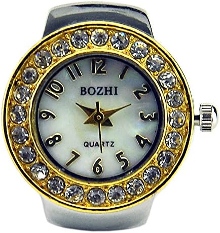 Womens Crystal Quartz Finger Ring Watch with Gift Box