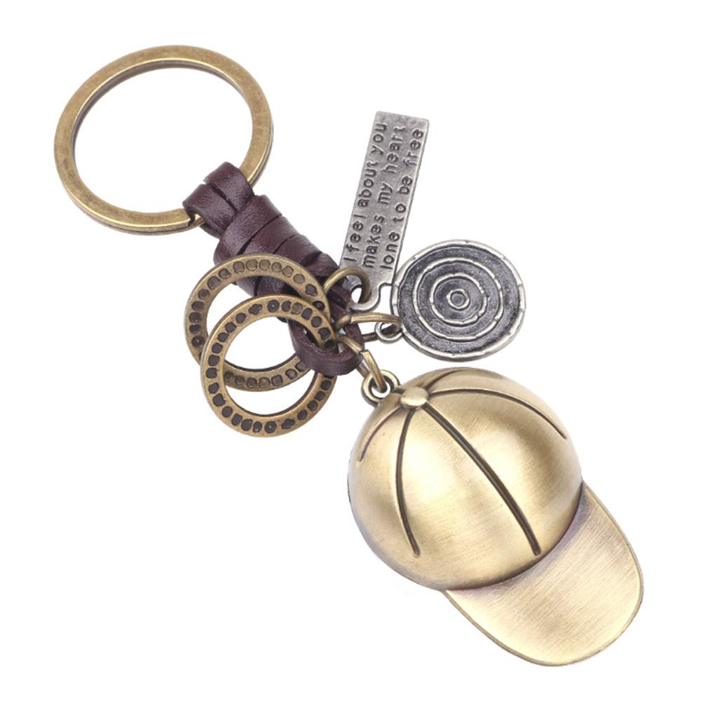 LKMY Keyring Hut Geschenk Leder Home Vintage Anhänger Keychain Personalisierte Mini-Anhänger für Mädchen Jungen