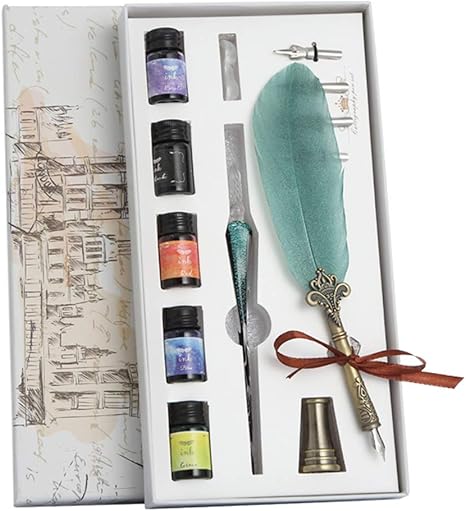 Amazon Co Jp Rrapo Maitak ガラスペン セット 万年筆 ねじり ペン 透明 文房具 ハンドクラフト 進学 就職 誕生日 記念日 サインペンセット おしゃれ メタルペン 西洋 万年筆 インク付き フェザーペン 書道 署名ペン 古典的 文房具 新年 お祝い ペンセット 2