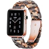Light Apple Watch Band-Fashion Resin Apple Watch Series 9 8 band, iWacth Bands, Apple Watch Bands 40mm for Women, Compatible with Apple Watch Series 9 8 7 SE 6 (Tortoise Stone 42mm/44mm/45mm/49mm)