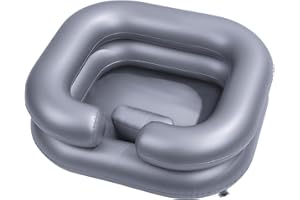 LOKFEHRE Large Portable Inflatable Hair Washing Basin for Bedridden - Wash Hair in Bed with Inflatable Shampoo Bowl.For Elderly,Disabled,Injured,Ideal Inflatable Sink for Locs Detox (Silver)