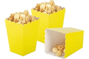 AIMTOHOME Yellow Popcorn Boxes Mini Paper Popcorn Box Cardboard Popcorn Container for Party, Pack of 24