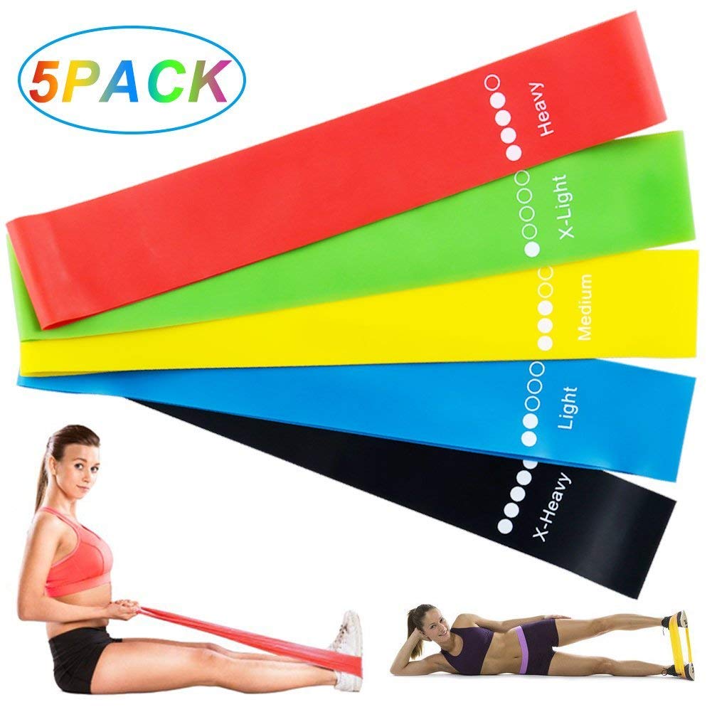 Resistance Loop Bands Exercise Bands Set,Solocil 5 Pack Natural Latex Fitness Bands for Legs Butt Glutes Yoga CrossFit Fitness Physical Therapy Training Body Legs with Carry Bag