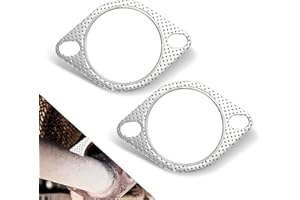 icykale 2 PCS Car Exhaust Gasket, 2.5"/63mm Long Hole Type Two-Hole Waterproof Metal Vehicle Seal Gasket Replacements, Flange Gasket Accessories, Replacement Modification Parts, for Cars (Silver)