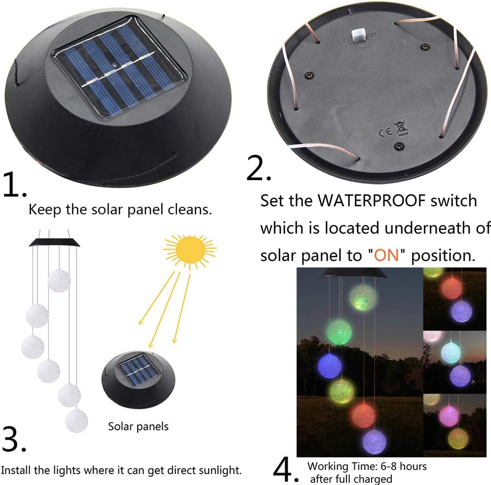 Eleven Direction Solar String Light Wind Chimes, Gifts for Mom, Auto Charge Color Changing Crystal Ball Solar Lights, Outdoor Decorations for Garden Lawn Patio Yard Porch Window : Garden & Outdoor