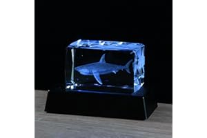 Qianwei 3D Crystals Shark Gifts for Shark Lovers,Shark Decor Glass Figurine Shark Jaw Stuff Birthday for Lovers,Keepsake&Paperweight