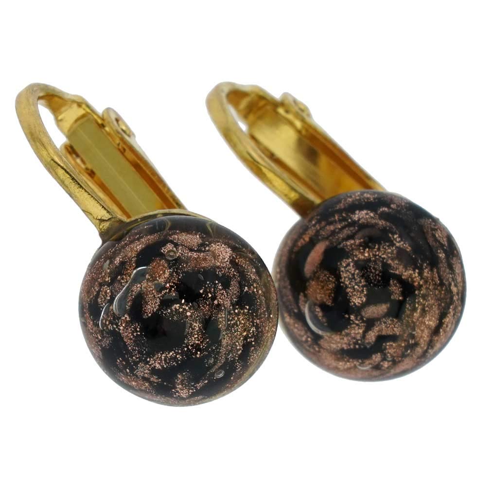 Glass Of Venice Murano Glass Sparkles Cabochon Clip Earrings - Black