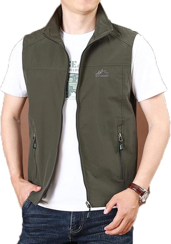 Casual Vest Lightweight Jacket Men Summer Breathable Multi pockets