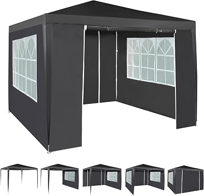mcc direct 3x3m Event Gazebo Waterproof with 4 Side Panels - Grey