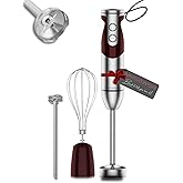 3-in-1 Immersion Hand blender, Powerful MOTOR & Stainless Steel Stick Blender, 4 Sharpe Blades with Whisk, Milk Frother Attac