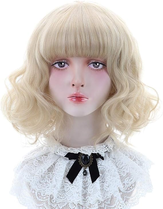 Amazon ウィッグ ショート ウェーブ ゆるふわ レディース フルウィッグ カール 耐熱 ネット付き ブロンド フルウィッグ 通販