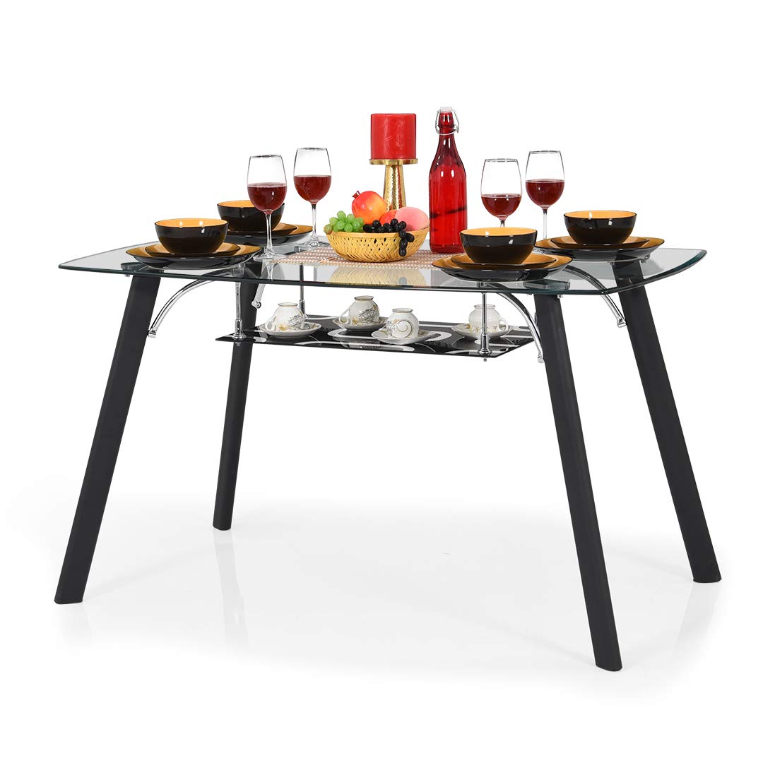 Black Milan Four Seater Dining Table Set Royaloak Best Price With