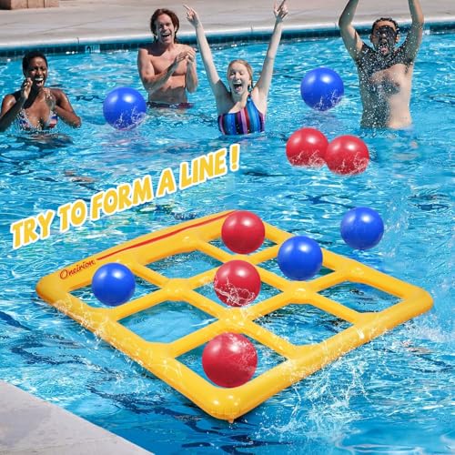 Tic-Tac-Toe Pool Toys Games - Giant Floating Tic Tac Toe Game Float with 10 Balls Pool Game Party Toy Floats Yard Field Day Games Outdoor Beach Toys for Adults Teens