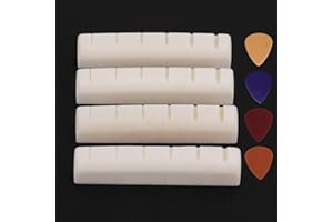 AEMROVI 4 Pcs Acoustic Guitar Nuts, Pre-Slotted 43mm (1-11/16 inch) Bone Nut Fit for Acoustic Guitar,6-String Replacement,Unbleached Natural Bone in Original Color for Long-Term Maintenance