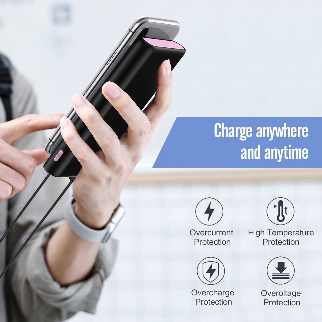Portable Charger Power Bank 25,800mAh,5V/3A USB C in&Out Fast Phone Charging with Intelligent Smart IC,3 USB Port External Cell Phone Battery Pack Compatible with iPhone 16 15 14,Samsung,Android-Pink