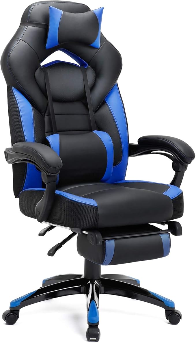 SONGMICS Silla Gaming, Silla de Oficina, para Carreras, con Reposapiés