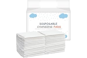 SUNDEE Baby Disposable Changing Pad, 25 Pack Soft Non-Woven Fabric Breathable Waterproof Underpads, Portable Leak-Proof Mattress Protector, Incontinence Bed Pads (Big White