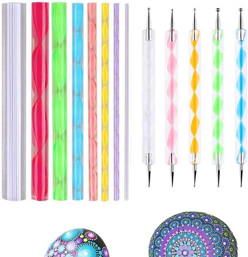 13Pcs Mandala Art Dotting Rock Painting Kit Ball Stylus Dotting Tools for Mandala Art Rock Canvas Painting, Kids' Crafts, Nail Art (Basic)
